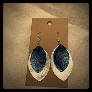 Genuine leather handmade earrings with jewels